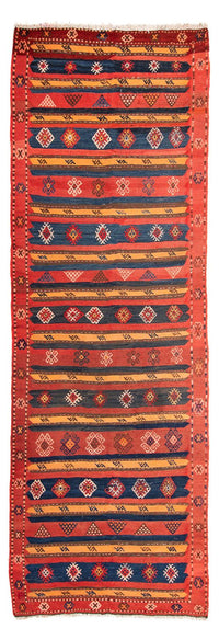 Tapis de couloir Tapis Kelim - Vieux - 400 x 150 cm - multicolore