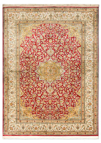 Tapis en soie - Soie du Cachemire - 216 x 153 cm - rouge