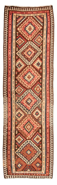 Tapis de couloir Tapis Kelim - Vieux - 402 x 135 cm - multicolore