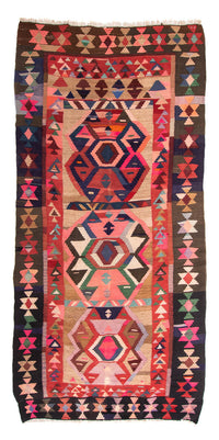 Tapis de couloir Tapis Kelim - Vieux - 300 x 150 cm - multicolore