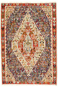 Tapis Kelim - Vieux - 153 x 119 cm - bleu