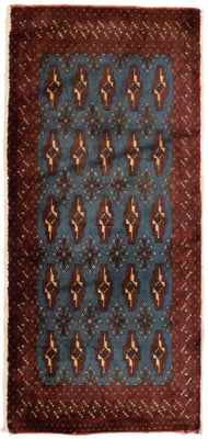 Turkaman Teppich 130 x 60 cm - blau