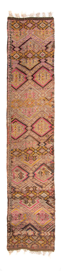 Tapis de couloir Tapis Kelim - Vieux - 356 x 152 cm - multicolore