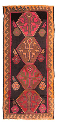 Tapis de couloir Tapis Kelim - Vieux - 340 x 150 cm - multicolore