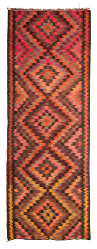 Tapis de couloir Tapis Kelim - Vieux - 380 x 150 cm - multicolore