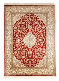 Tappeto di seta - Seta del Kashmir - 186 x 129 cm - rosso