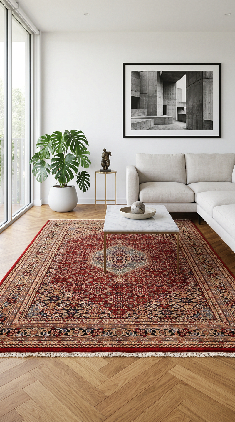 Tappeto orientale - Bidjar - Indo - 305 x 199 cm - rosso