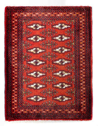 Tappeto Turkaman - 88 x 67 cm - rosso scuro