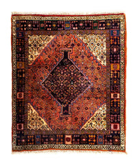 Tapis persan - Nomadic carré  - 91 x 77 cm - rouge clair