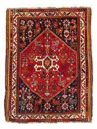 Tapis persan - Nomadic - 142 x 115 cm - rouge foncé