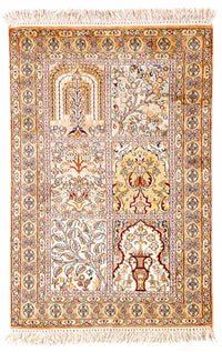 Tappeto di seta - Seta del Kashmir - 98 x 60 cm - beige