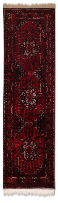 Tapis de couloir Tapis afghan - Kunduz - 286 x 81 cm - rouge