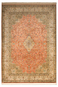 Tapis en soie - Soie du Cachemire - 244 x 168 cm - orange