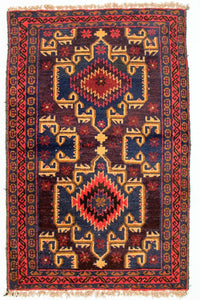Tapis Belutsch - 129 x 77 cm - multicolore