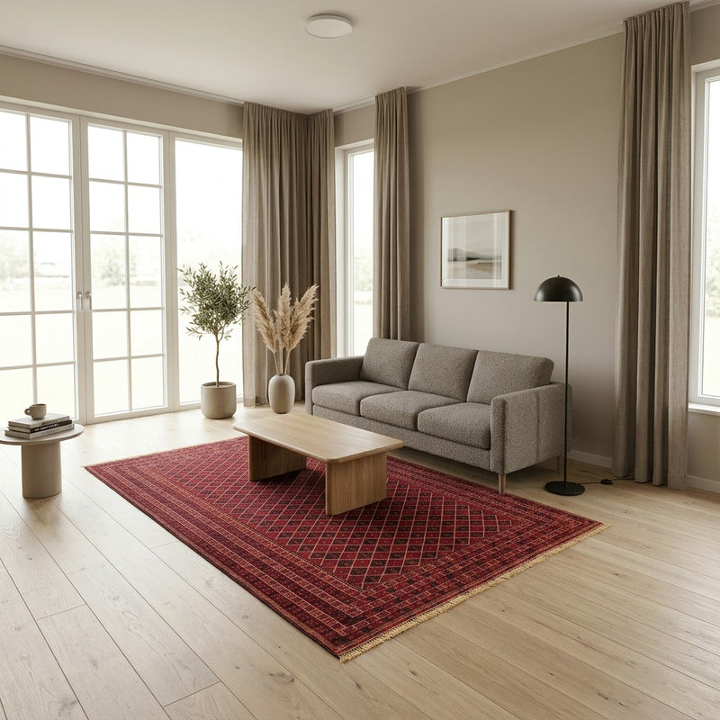 Kilim afgano Tappeto 196x296cm - rosso scuro