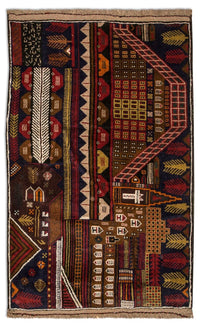 Tapis Belutsch - 140 x 85 cm - multicolore