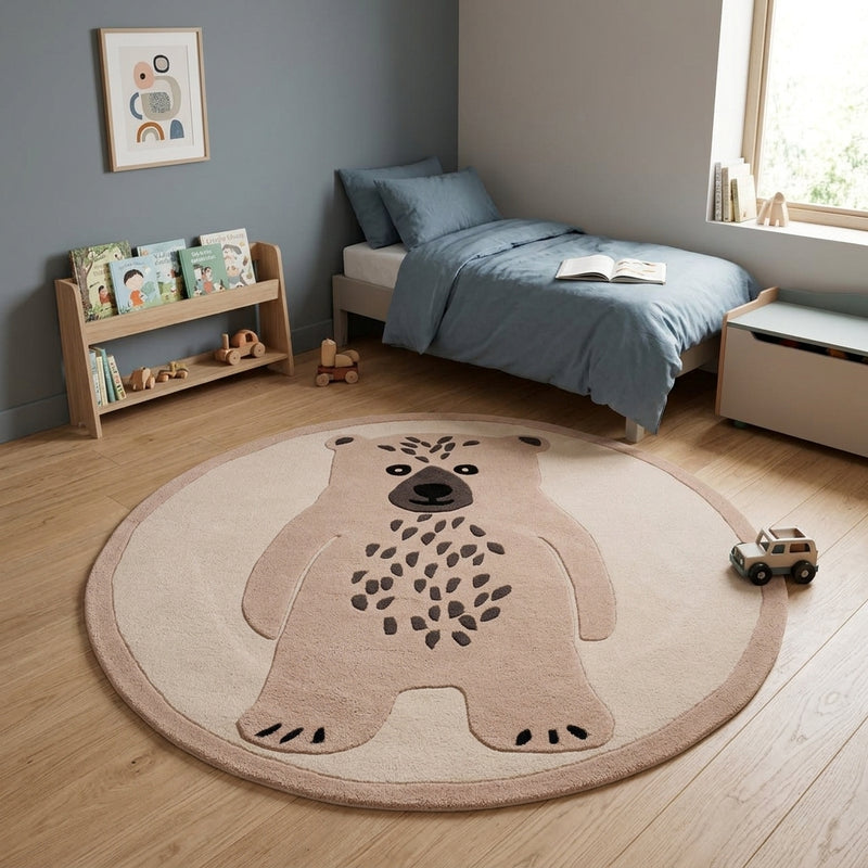 Orso Polare Tappeto per Bambini Rotondo