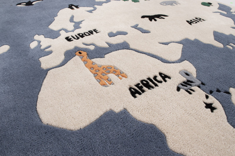 Mappa del Mondo Tappeto per Bambini Rotondo