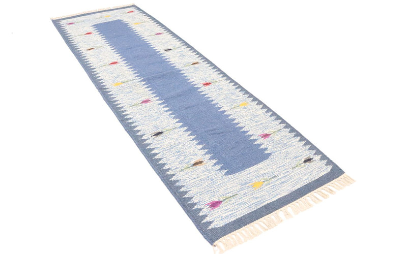 Kelim Teppich - Trendy 250 x 80 cm - blau