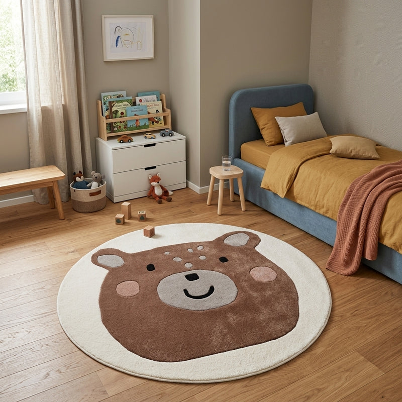 Orso Faccia Tappeto per Bambini Rotondo