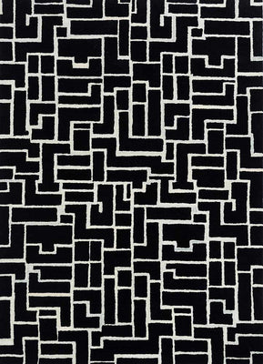 Wollteppich - 270 x 180 cm - schwarz-weiß