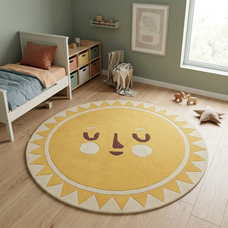 Kinderteppich Sonne rund
