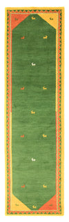 Gabbeh Teppich - Indus »Desert« Läufer - Läufer / Grün / 80 x 300 cm Läufer