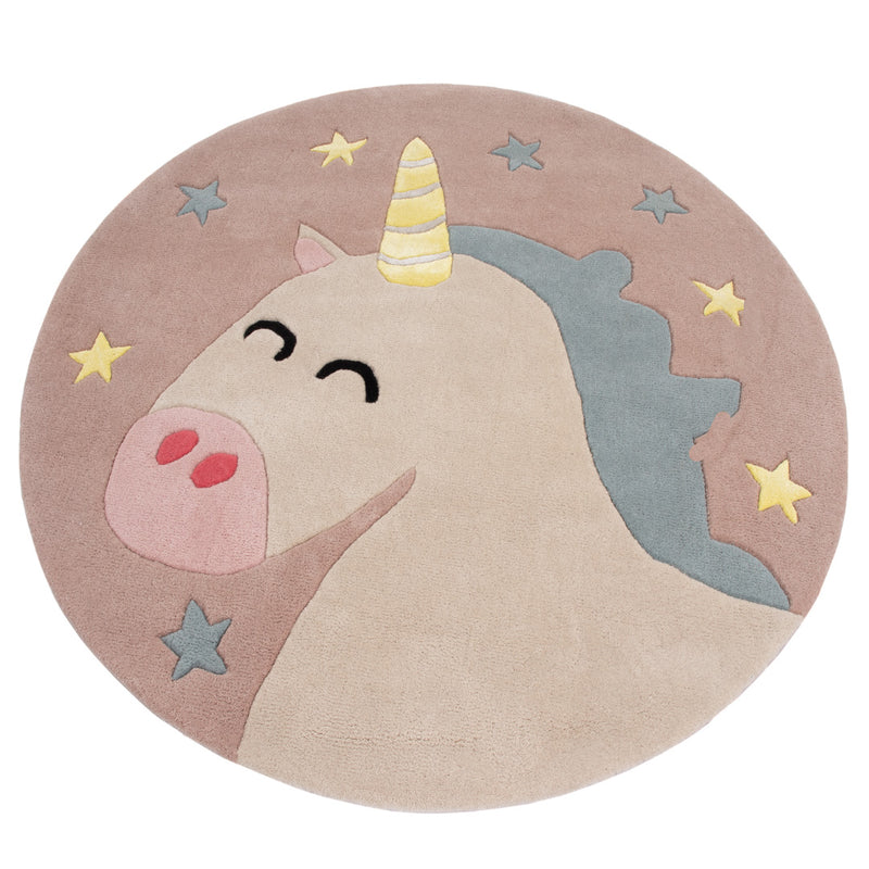 Unicorno Tappeto per Bambini Rotondo
