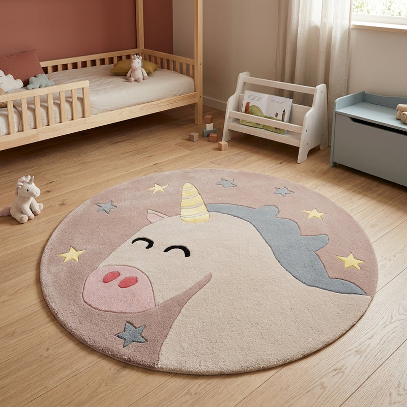 Unicorno Tappeto per Bambini Rotondo