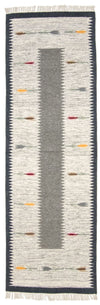 Kelim Modern Teppich 80x250cm - grau - Läufer / Grau / 80 x 250 cm Läufer
