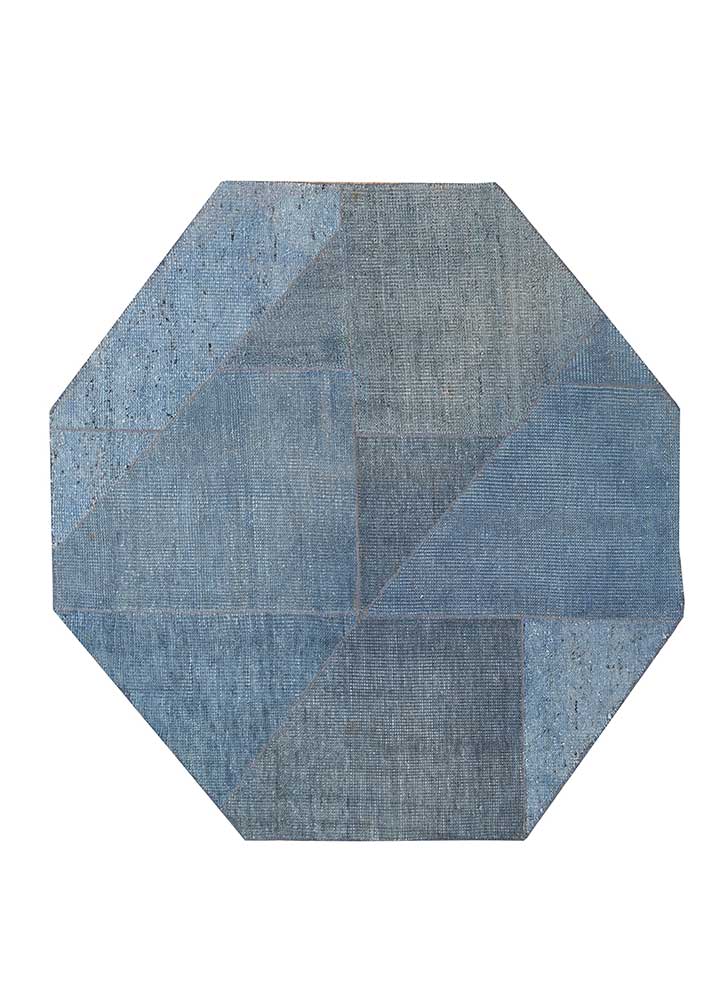 Wollteppich sonderform  - 180 x 180 cm - blau