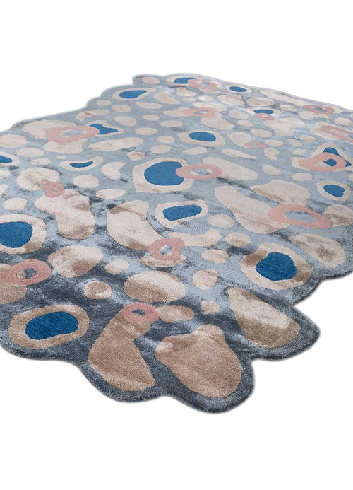 Designer Teppich sonderform  - 270 x 180 cm - blau