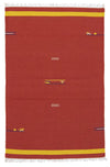 Kilim moderne Tapis 120x180cm - Tapis en laine - rouge - Rectangle / Rouge / 120 x 180 cm Rectangle