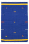 Kilim moderno Tappeto 120x180cm - Tappeto di lana - blu - Rettangolo / Blu / 120 x 180 cm Rettangolo