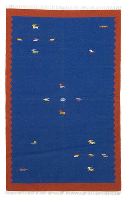 Kelim Teppich - Trendy 180 x 120 cm - blau