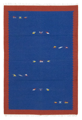 Kelim Teppich - Trendy 180 x 120 cm - blau