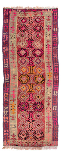 Tapis de couloir Tapis Kelim - Vieux - 374 x 129 cm - multicolore