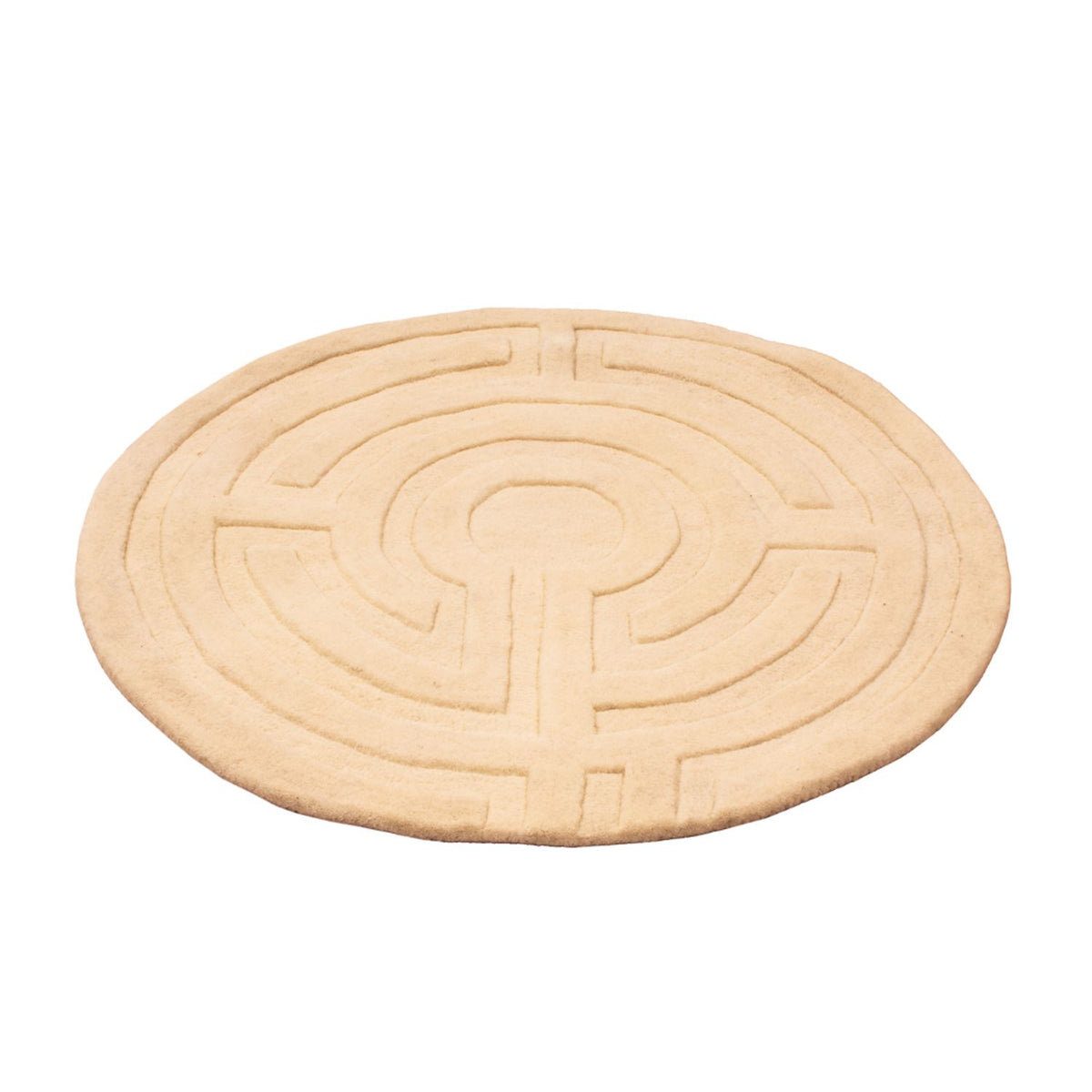 Wollteppich rund  - 80 x 80 cm - beige