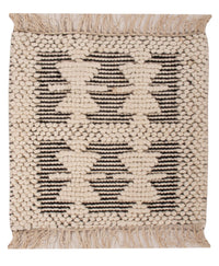 Tapis en laine carré  - 49 x 46 cm - noir et blanc