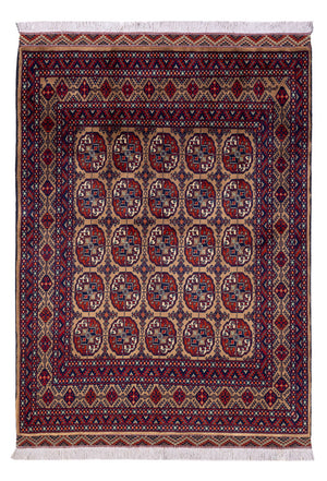 Afghan Teppich - 195 x 148 cm - dunkelbeige