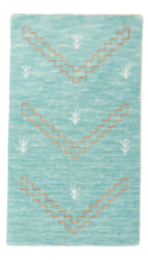 Gabbeh Teppich - Loribaft Softy - 102 x 62 cm - hellblau