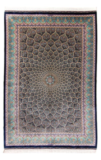 Tapis persan - Ghom - 300 x 200 cm - bleu foncé