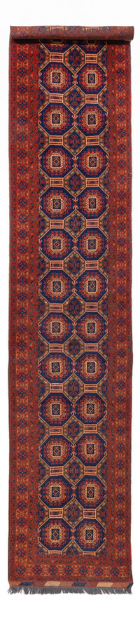 Tappeto corsia Tappeto afgano - 394 x 80 cm - rosso scuro