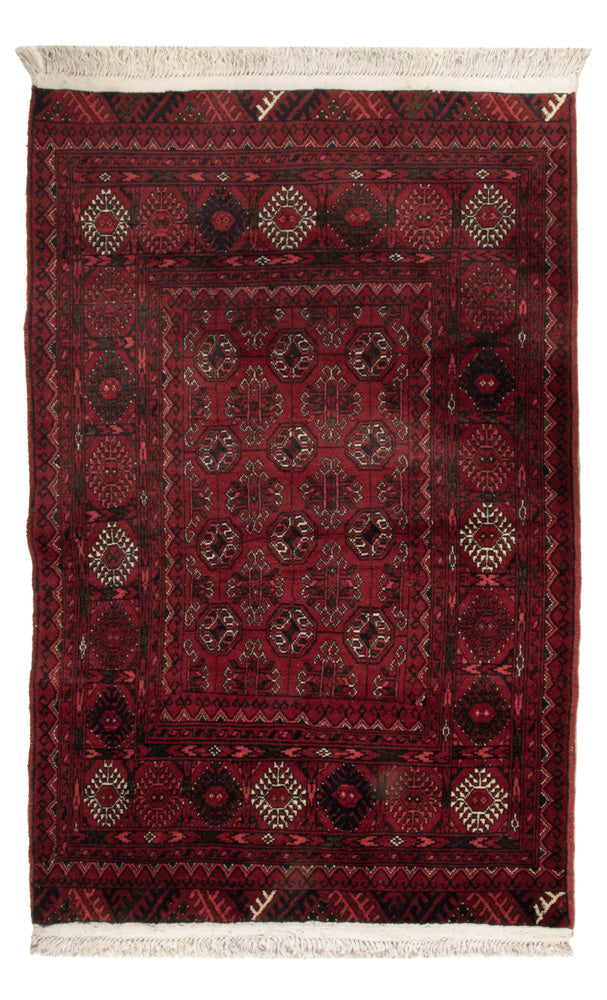 Afghan Teppich - 119 x 77 cm - dunkelrot