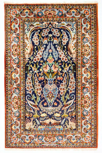 Tapis persan - Isfahan - Premium - 160 x 106 cm - bleu foncé