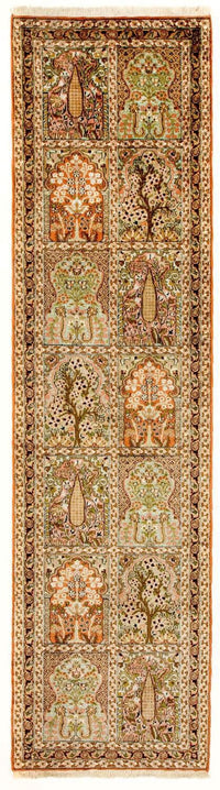 Tapis de couloir Tapis en soie - Soie du Cachemire - 313 x 82 cm - multicolore