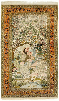 Tappeto di seta - Seta del Kashmir - 150 x 92 cm - multicolore