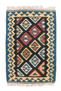 Tapis Kelim - Oriental - 90 x 60 cm - bleu