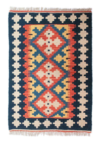 Tapis Kelim - Oriental - 89 x 60 cm - bleu