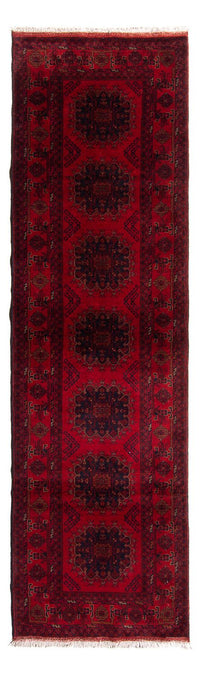 Tapis de couloir Tapis afghan - Kunduz - 295 x 82 cm - rouge foncé